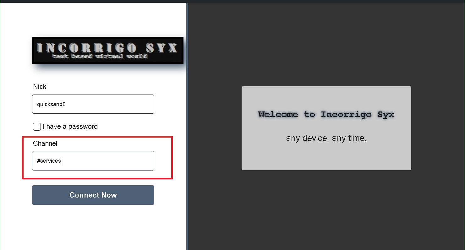 Another screenshot of the welcome screen but this time with a different channel chosen 